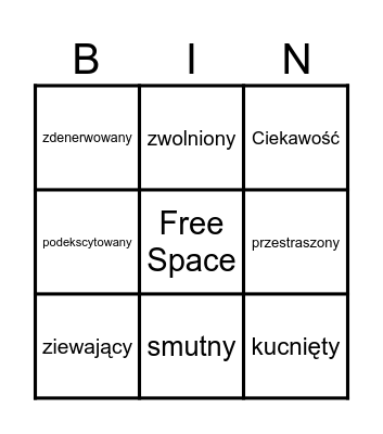 Emotions and feelings Bingo Card