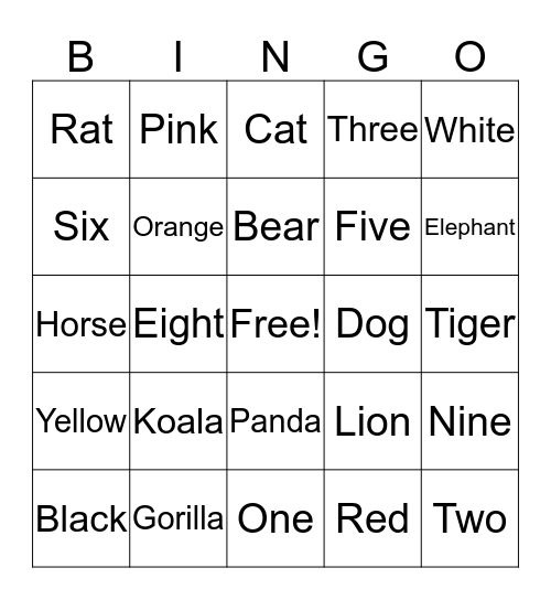 Bingo en Español Bingo Card