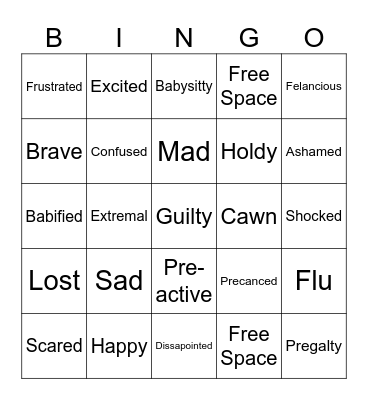 POKEMON CHARACTERS AS FEELINGS AND EMOTIONS Bingo Card