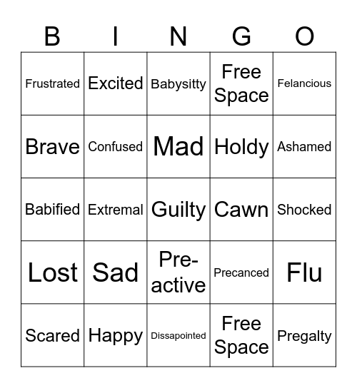 POKEMON CHARACTERS AS FEELINGS AND EMOTIONS Bingo Card