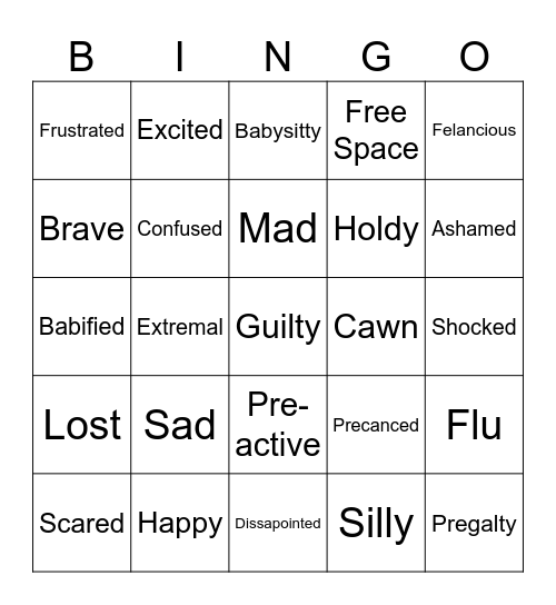 POKEMON CHARACTERS AS FEELINGS AND EMOTIONS Bingo Card