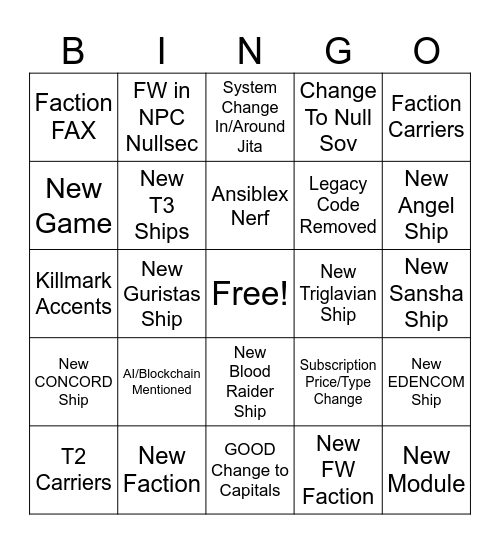 Fanfest Bingo Card