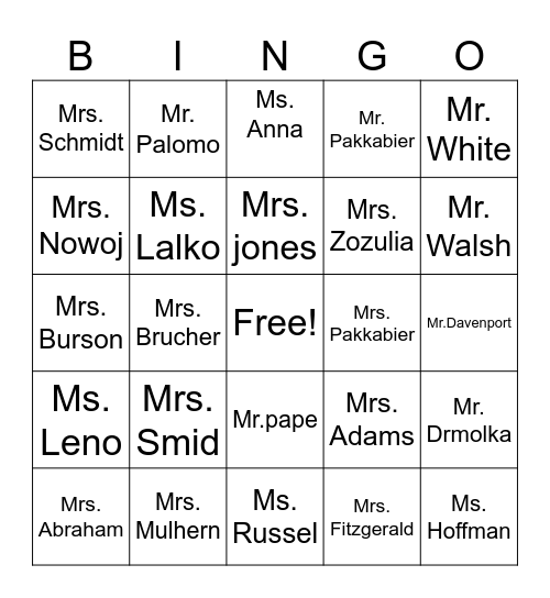 2026 Teacher BINGO Card