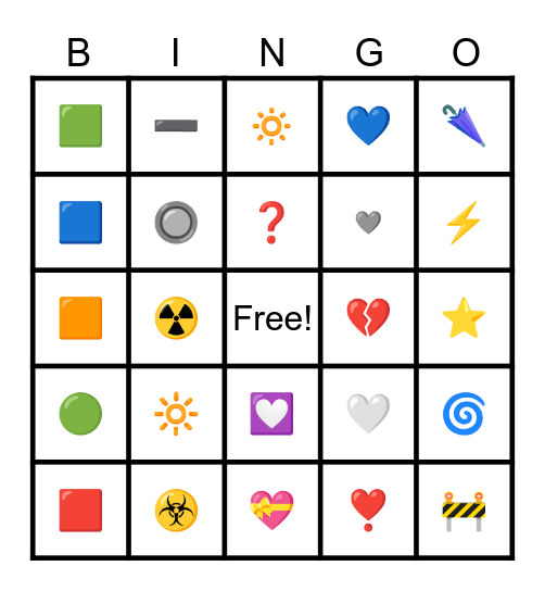 Team Danelle Emoji Bingo Card