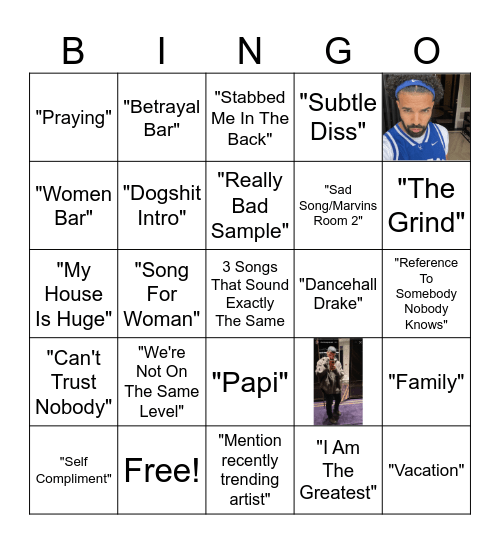 Drake Bingo Card