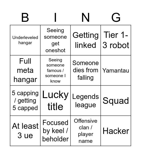WR Bingo Card
