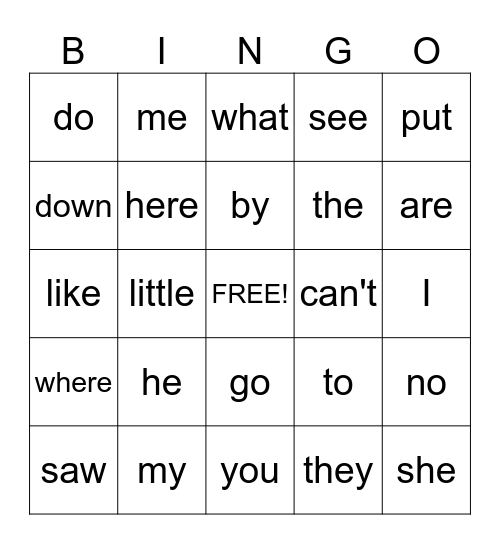 Sight Word Bingo (#1-37) Bingo Card