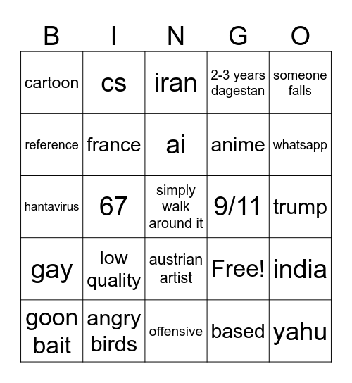 meme bingo Card