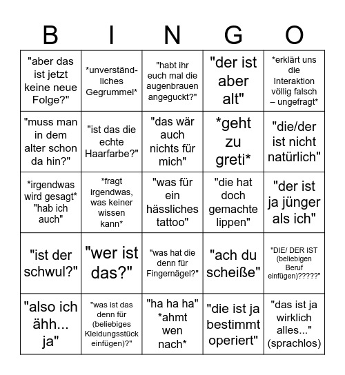 first dates mit papa Bingo Card