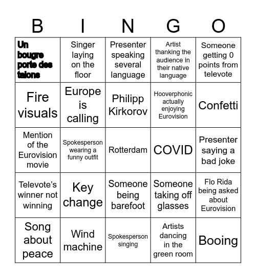 EUROVISION 2025 Bingo Card