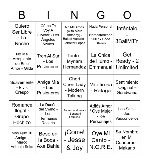 BINGO MUSICAL Bingo Card