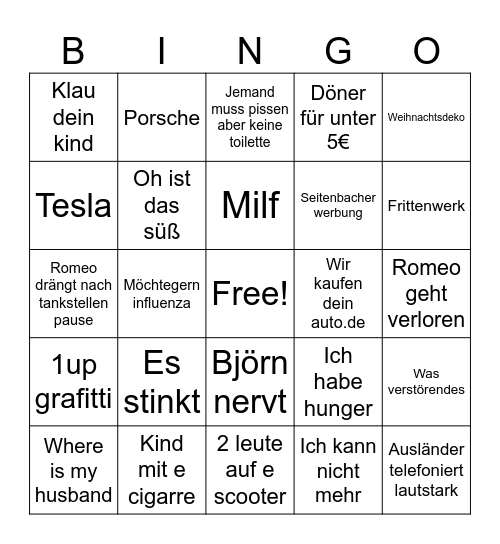 Berlin fahrt Bingo Card