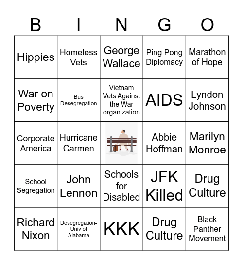 Forrest Gump Bingo Card