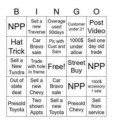 Let's GO!!! Bingo Card