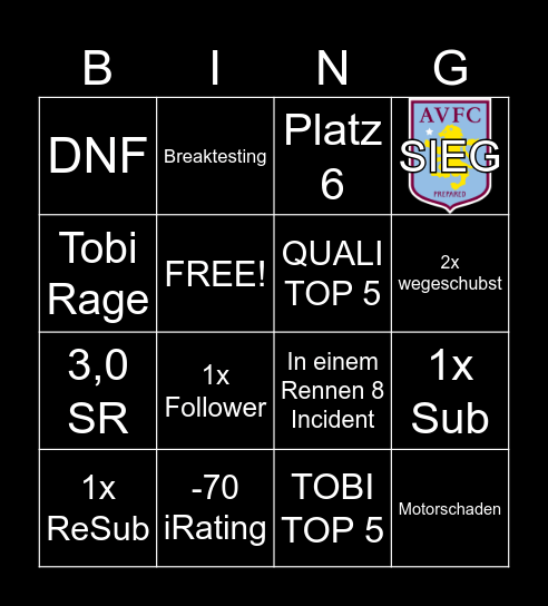 MAZDA CUP 3 Bingo Card