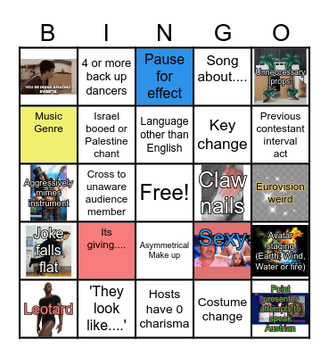 Eurovision 2026 Bingo Card