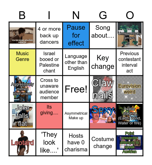 Eurovision 2026 Bingo Card