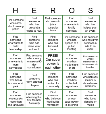 N2N 2026 MEMBER ASSEMBLY Bingo Card