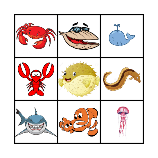 Aquarium Bingo Card