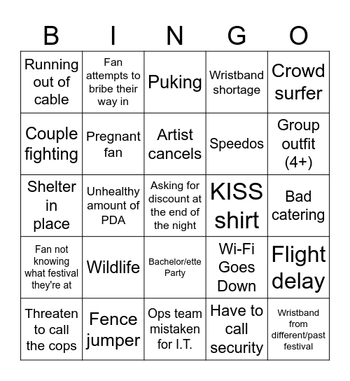 FestOps 2026 Bingo Card Bingo Card