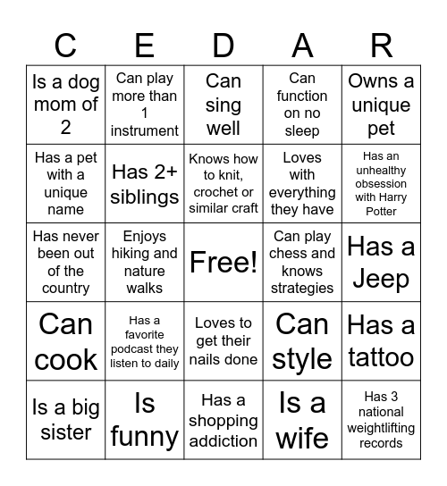 Get to Know You Bingo Card