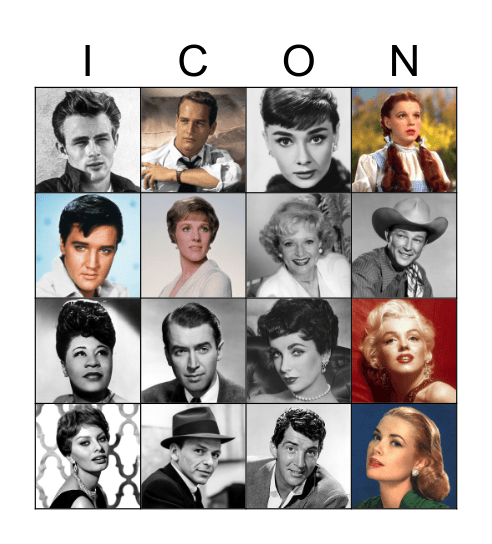 Famous Faces Bingo Card