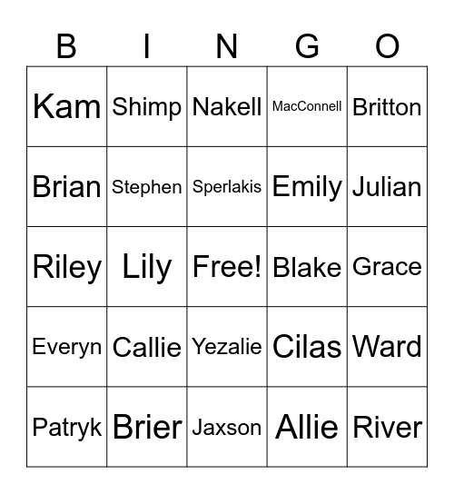 Almost 5th Graders Bingo Card