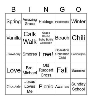 Pleasant Hill Picnic Bingo 2026 Bingo Card