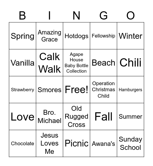Pleasant Hill Picnic Bingo 2026 Bingo Card