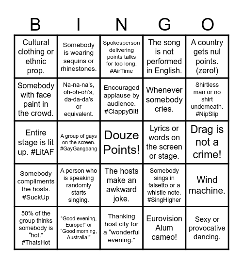 Eurovision Song Contest 2026: Grand Final - Vienna Bingo Card