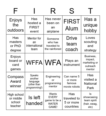 Woodie Flowers Conference BINGO! Bingo Card