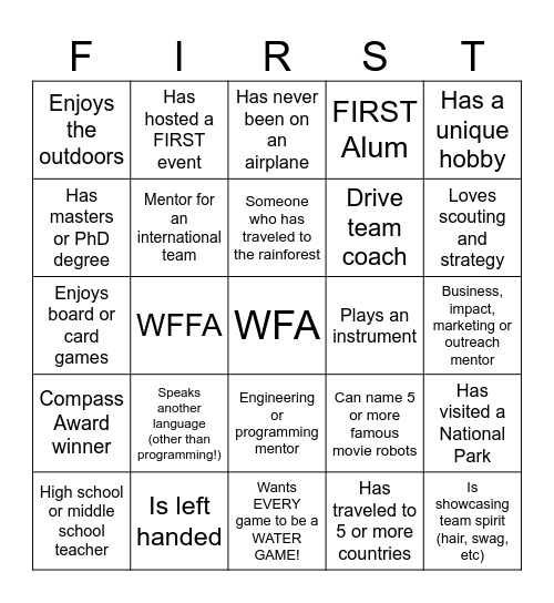 Woodie Flowers Conference BINGO! Bingo Card