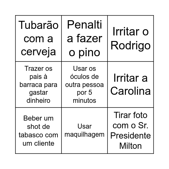Bingo dia 1 Bingo Card