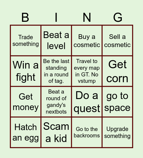 VR games bingo Card