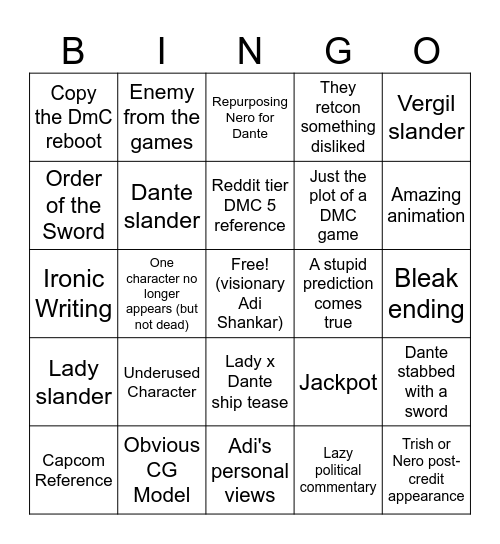 Netflix DMC S2 Bingo Card