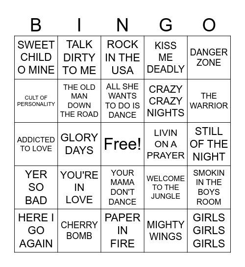 60s rock bands Bingo Card