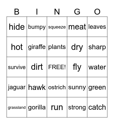 EL Achieve Gr. 1-2 Ecology (Beg.) Bingo Card