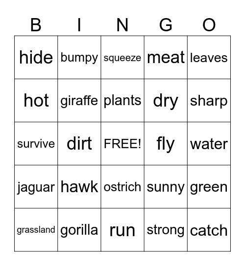 EL Achieve Gr. 1-2 Ecology (Beg.) Bingo Card