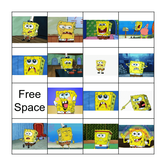 Spongebob Emotions Bingo Card