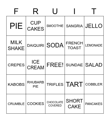 STRAWBERRY Bingo Card