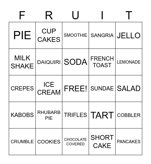 STRAWBERRY Bingo Card