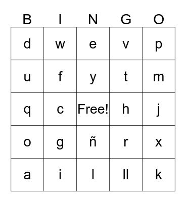 Alphabet Bingo Card
