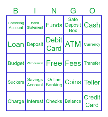 Sunflower Bank Bingo Card
