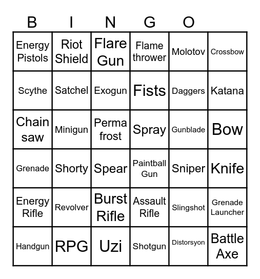 Roblox Rivals Bingo Card