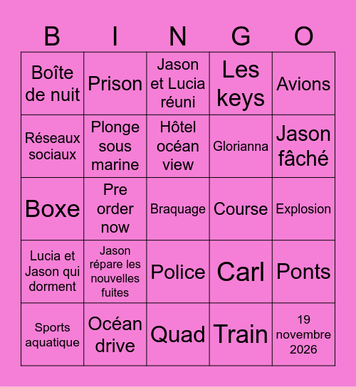 Trailer 3 Bingo Card