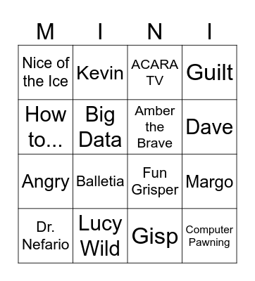 Despicable Me Bingo Card