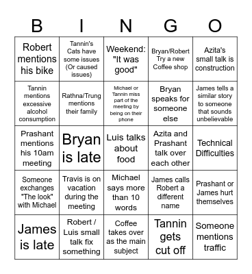 Monday Morning Bingo Card