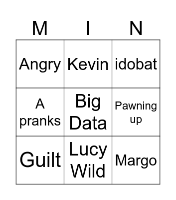 Despicable Me Bingo Card