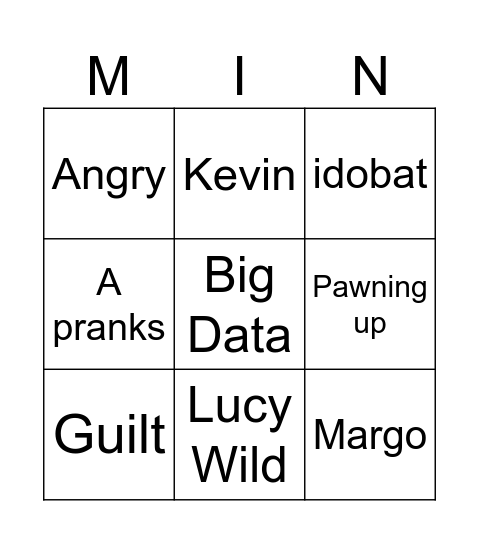 Despicable Me Bingo Card