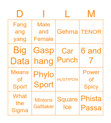 Despicable Me 3 Bingo Card